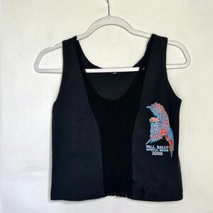 Women’s Vintage Myrtle Beach Bike Rally Lace Black Tank Top with Eagle Graphic